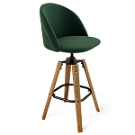 Барный стул со спинкой и металлической подставкой на 4-х деревянных ножках Зеленый Велюр Vendramin Chair варинант исполнения - 1 | Loft Concept в Ульяновске