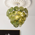 Люстра из зеленых стеклянных дисков с перламутровым эффектом Green Glowing Glaze варинант исполнения - 4 | Loft Concept в Ульяновске