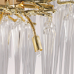 Люстра золотого цвета с декоративными ветками и длинными прозрачными стеклянными подвесами в форме сосулек Droplet Chandelier варинант исполнения - 9 | Loft Concept в Ульяновске