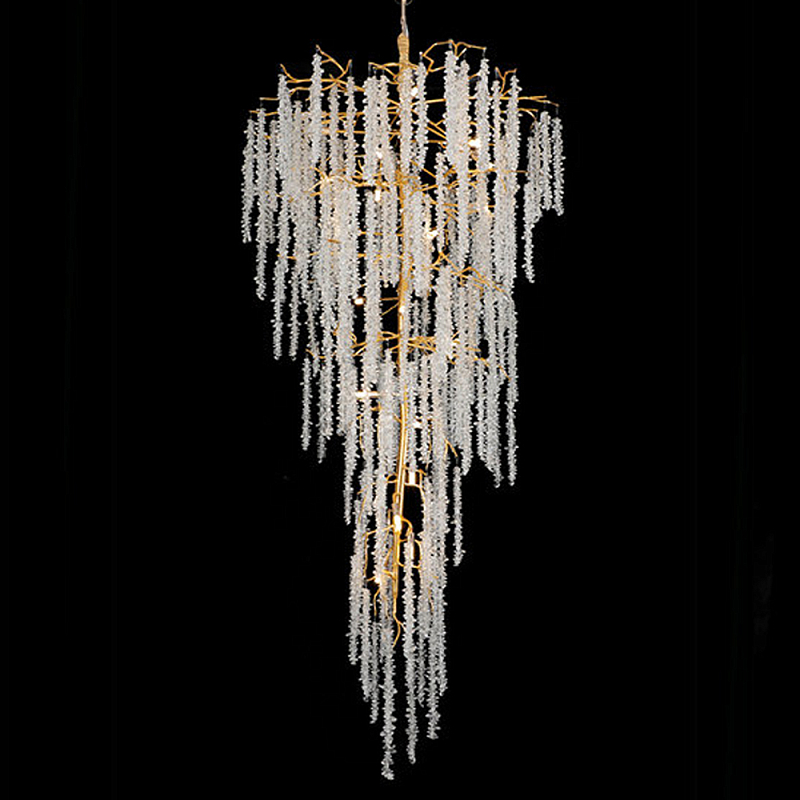 Люстра многоярусная с каркасом из металла и прозрачными подвесками FAIRYTREE Light Золотой Прозрачный Люстра многоярусная с каркасом из металла и прозрачными подвесками FAIRYTREE Light Золотой Прозрачный в Ульяновске | Loft Concept