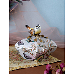 Шкатулка фиолетового цвета с рисунком бабочек и крышкой с фигуркой птицы на ветке Eden Garden варинант исполнения - 7 | Loft Concept в Ульяновске