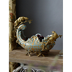 Чаша голубого цвета с оранментом и и бронзовыми фигурами леопардов Eden Garden варинант исполнения - 6 | Loft Concept в Ульяновске