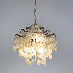 Люстра подвесная с белыми перламутровыми подвесками и изогнутыми золотистыми элементами Диаметр 50 см SHELL Chandelier варинант исполнения - 2 | Loft Concept в Ульяновске