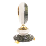 Часы настольные бронзовые из натуральных камней Мрамор и Змеевик Stone Clock варинант исполнения - 9 | Loft Concept в Ульяновске