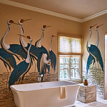 Обои ручная роспись Sarus Cranes Colourway SC-208 on Raw Silk dyed silk варинант исполнения - 1 | Loft Concept в Ульяновске