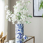 Ваза цилиндрической формы с крышкой и синим цветочным узором на белом фоне Blue & White Ornament варинант исполнения - 5 | Loft Concept в Ульяновске