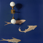 Обои с вышивкой ручной работы Deco Fish Aurum colourway on Caribbean Sea slub silk варинант исполнения - 2 | Loft Concept в Ульяновске